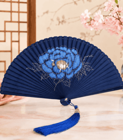 1. Βεντάλια Bamboo Μπλε Floral