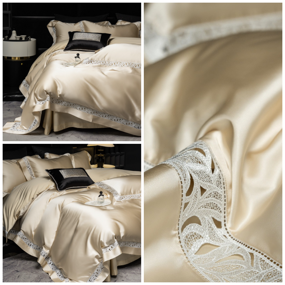 Δώρο Γάμου. Νυφικό κρεβάτι. Πολυτελές σετ Κλινοσκεπασμάτων. Νυφικό σετ κρεβατιού από μεταξωτό μπροκάρ.