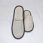 Εκρού Παντόφλες με Γκρι Ρέλι & Υφή Λινού